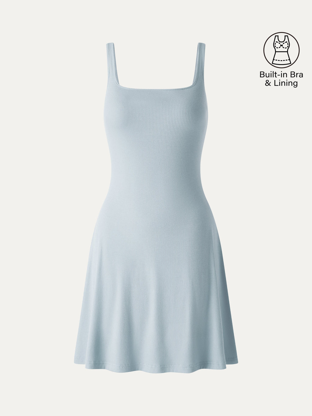 OGLmove Women's CoolTouch Square Neck Sleeveless Bra Mini Dress