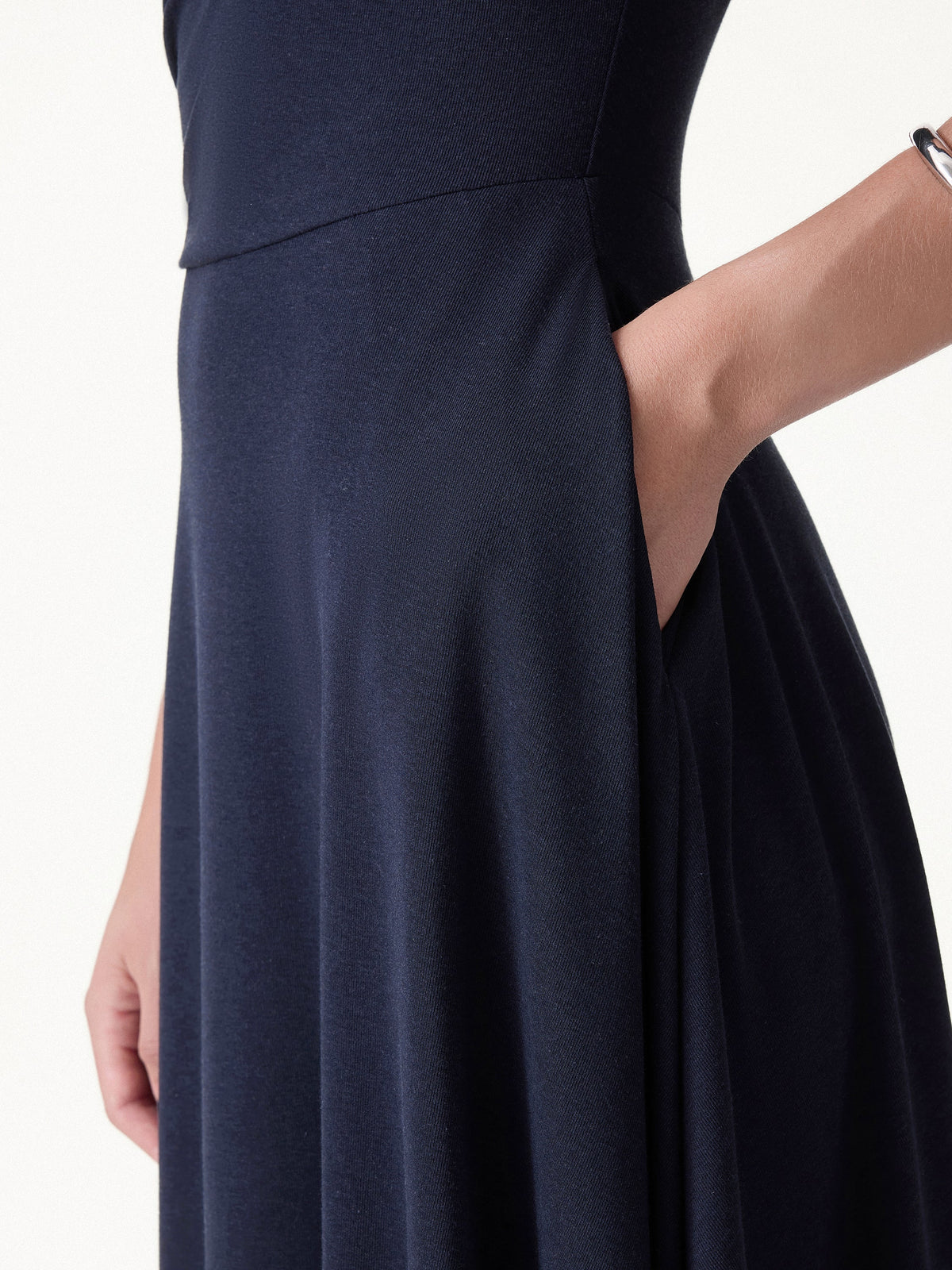 OGLmove Women's Asymmetrical Shoulder Tucked Midi Bra Dress with Pockets