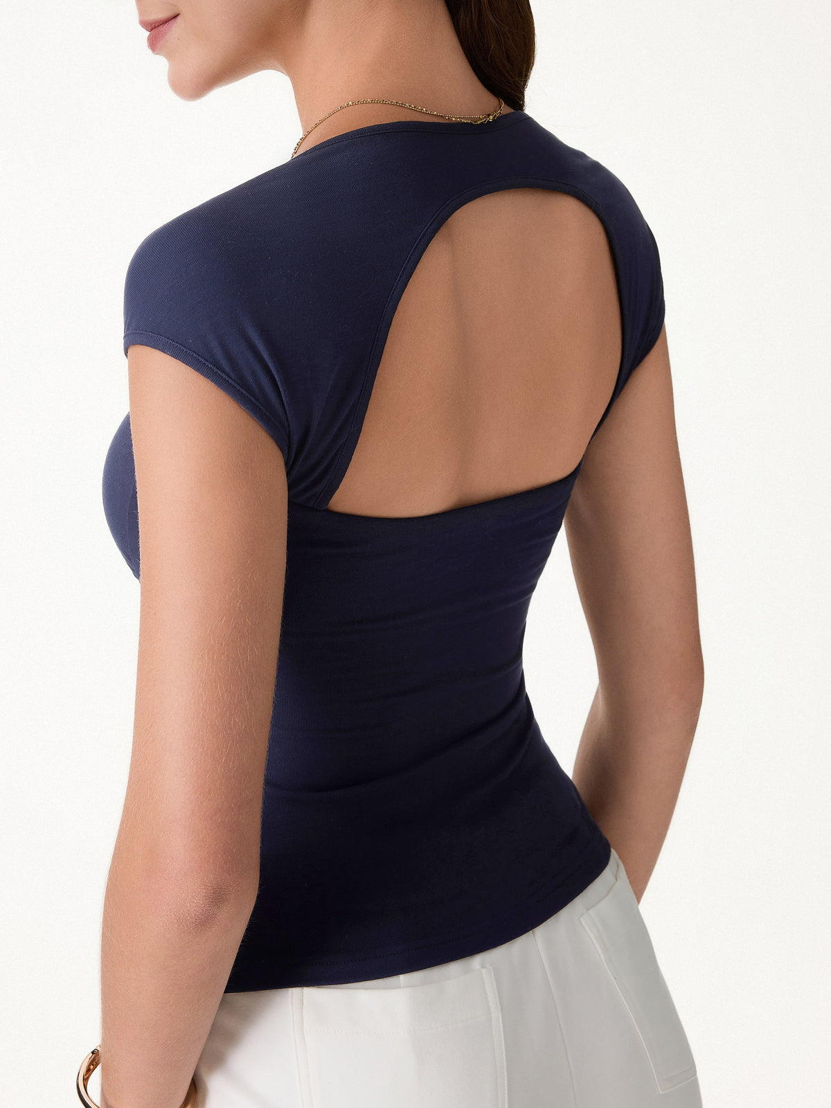 OGLmove Women's Square Neck Cutout Back Bra Top & A-Line Midi Skirt Set