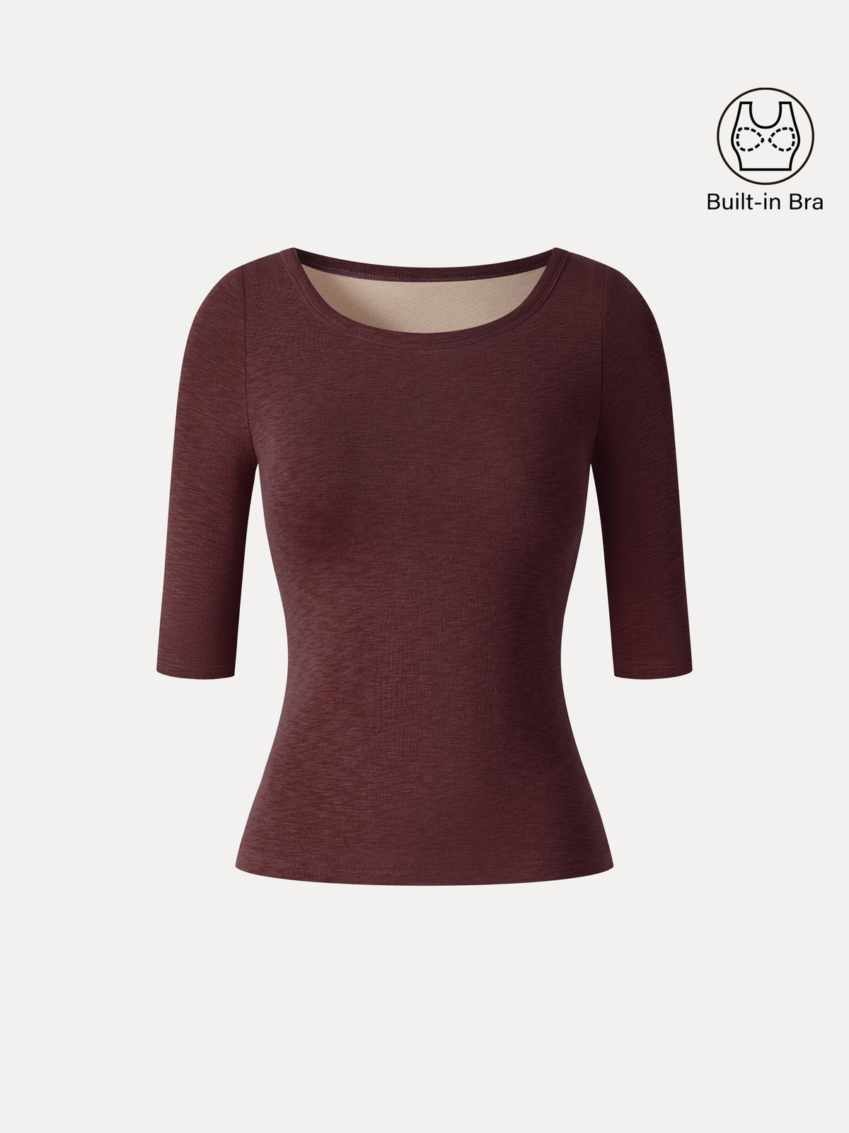 OGLmove Women's Eco-Mousse Round Neck Elbow Sleeve Bra Top