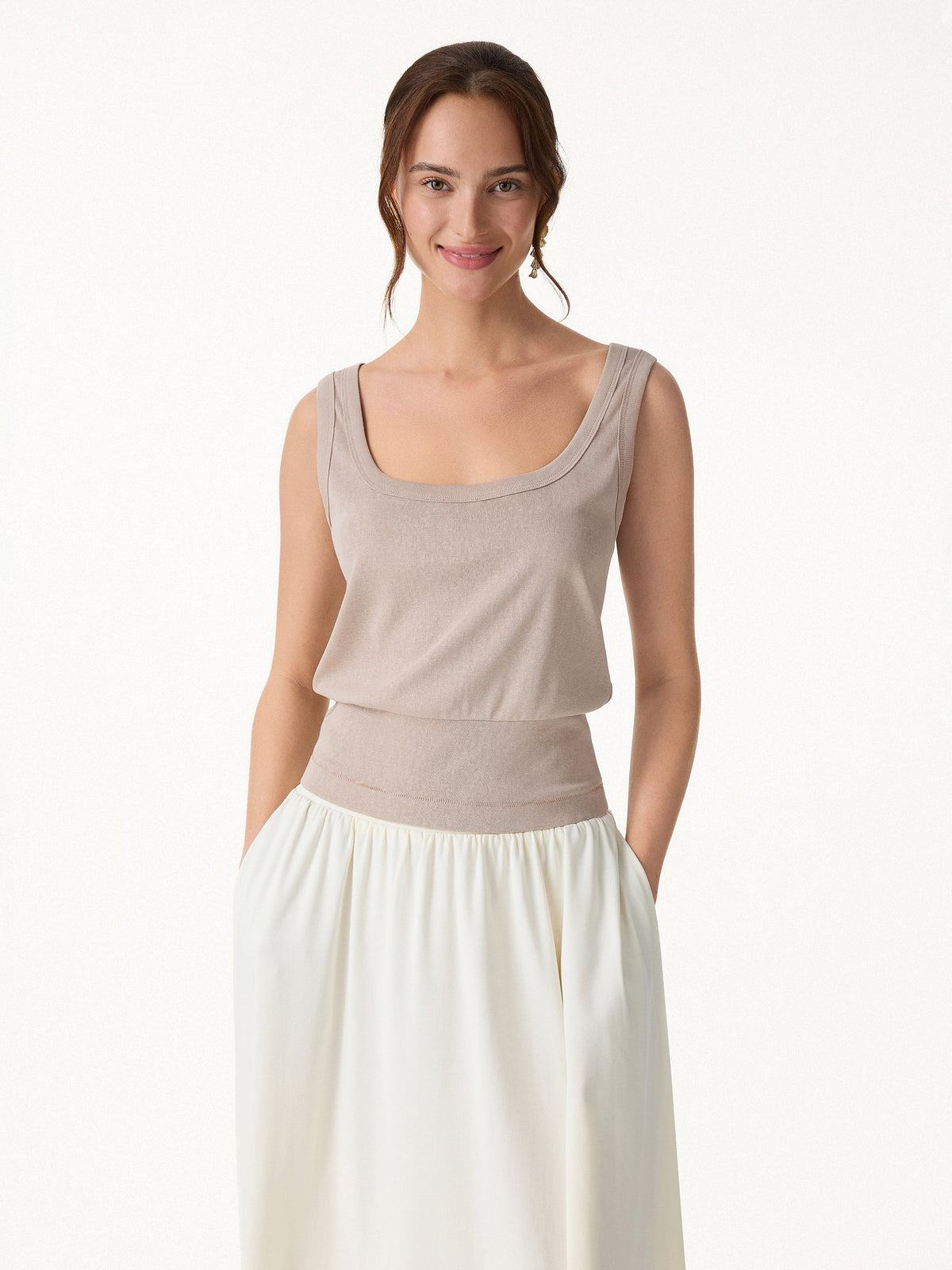 OGLmove Women's Reversible Boatneck Top & Maxi Flared Pull-On Skirt Set