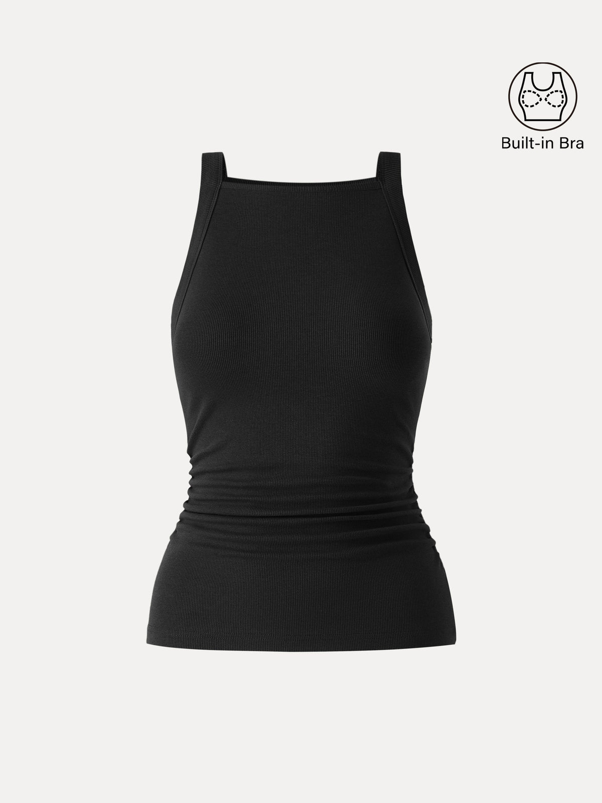 OGLmove Women's Square Neck Ruched Rib Bra Tank