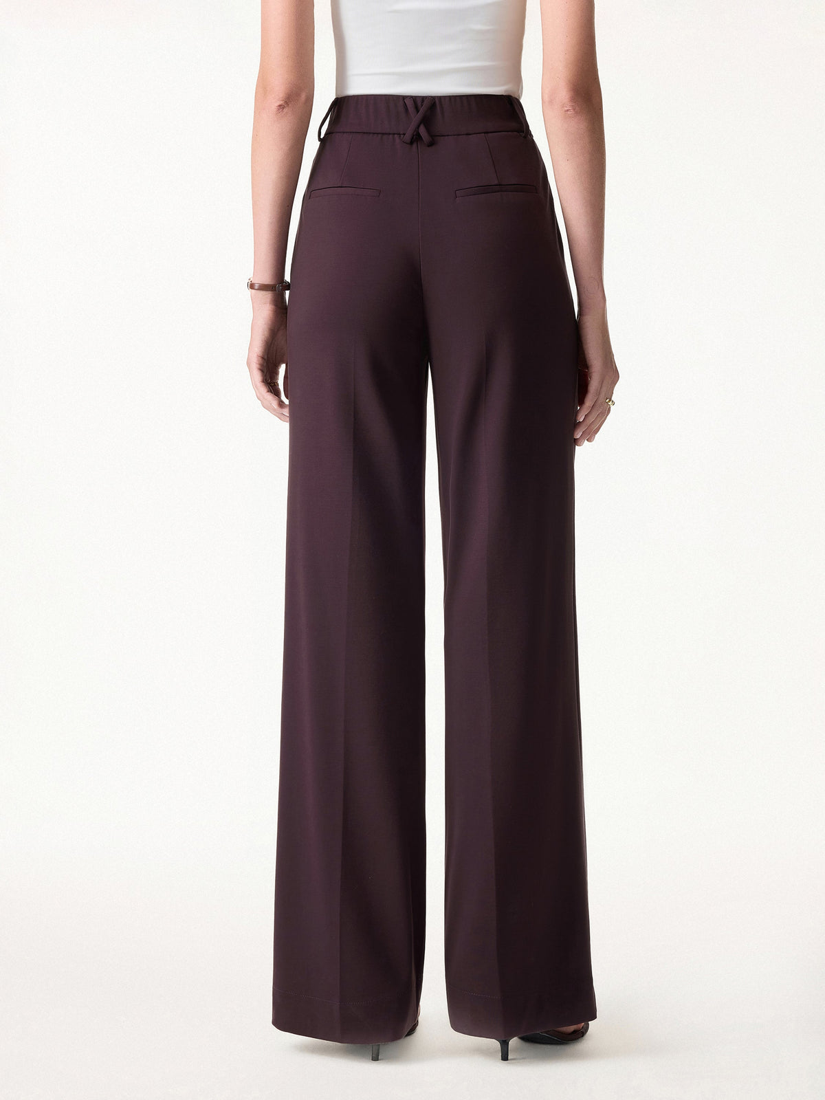 OGLmove Women's Round Neck Cap Sleeve Top & High Rise Wide Leg Pants Set