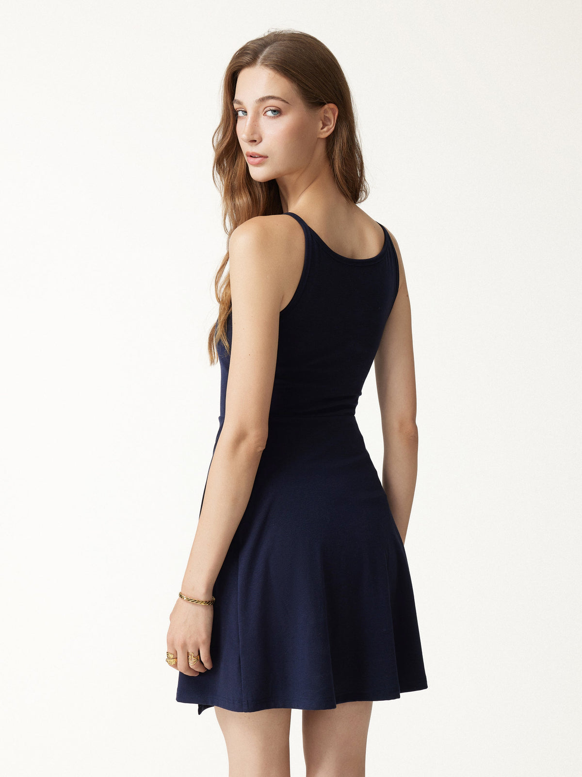 OGLmove Women's Viscose-Cotton Boatneck Sleeveless Wrap Mini Bra Dress