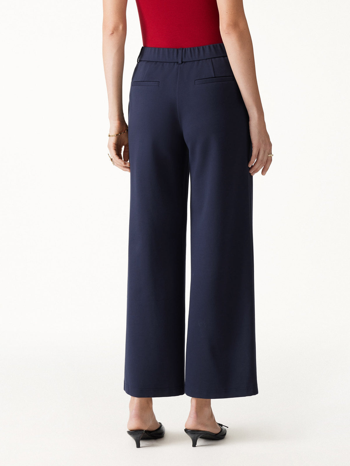 OGLmove Women's Ponte Low-Rise Straight Leg Ankle Pants with Pockets