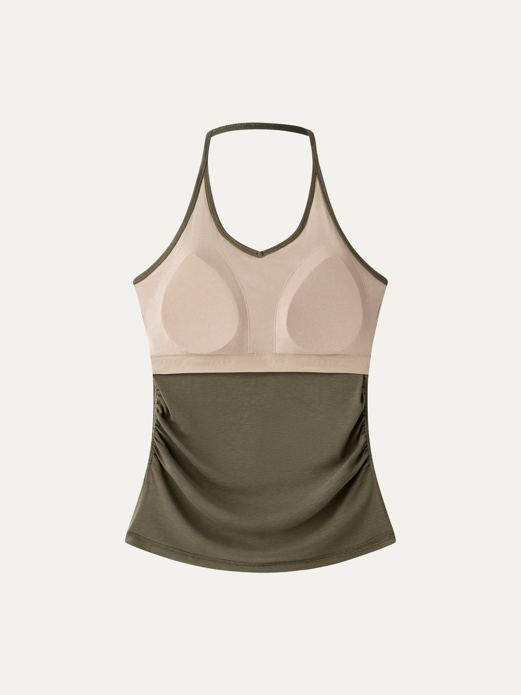 OGLmove Women's Modal Halter Neck Open Back Ruched Bra Top