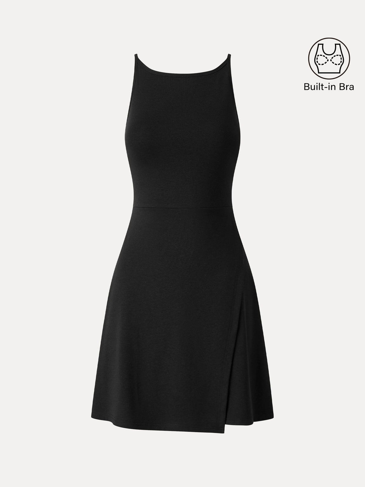 OGLmove Women's Viscose-Cotton Boatneck Sleeveless Wrap Mini Bra Dress