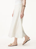 OGLmove Women's Lyocell-Linen Blend High Rise Flared Maxi Pull-On Skirt
