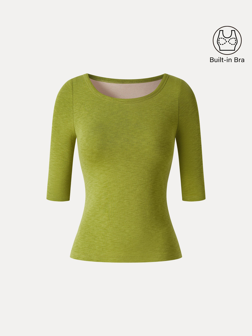 OGLmove Women's Eco-Mousse Round Neck Elbow Sleeve Bra Top