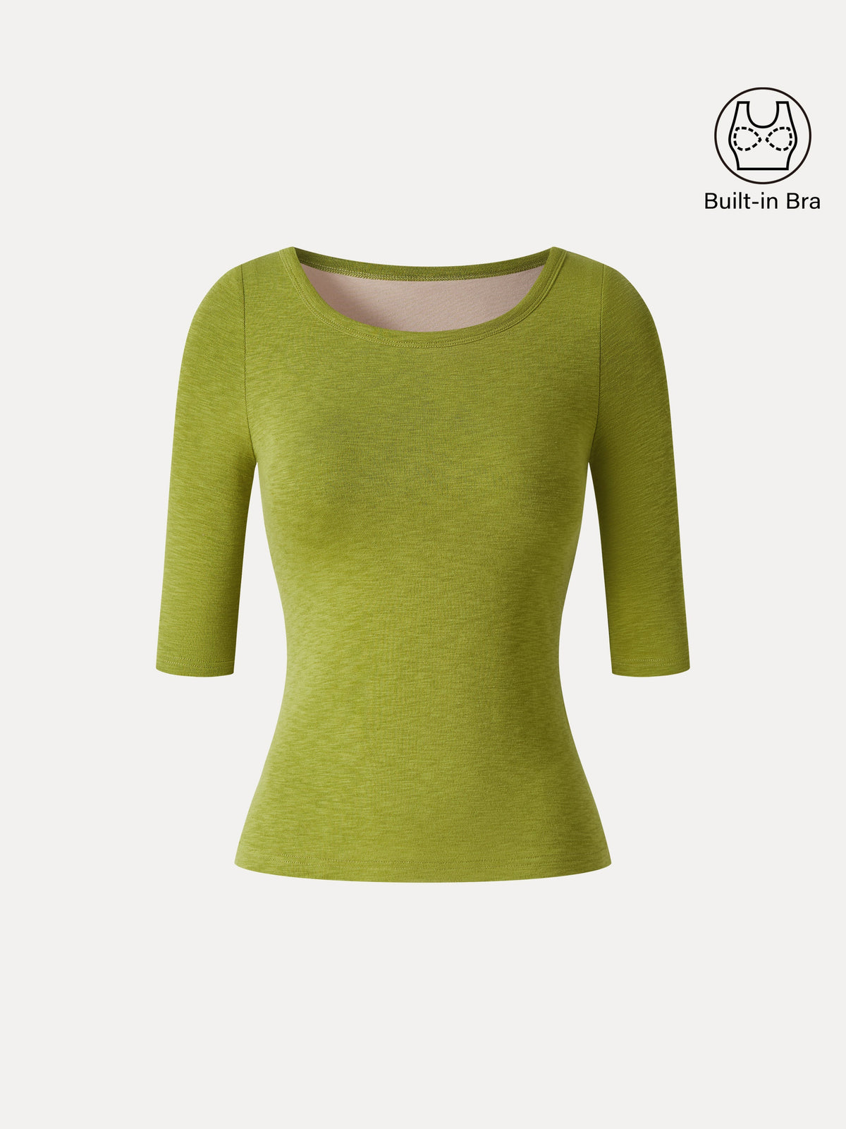 OGLmove Women's Eco-Mousse Round Neck Elbow Sleeve Bra Top