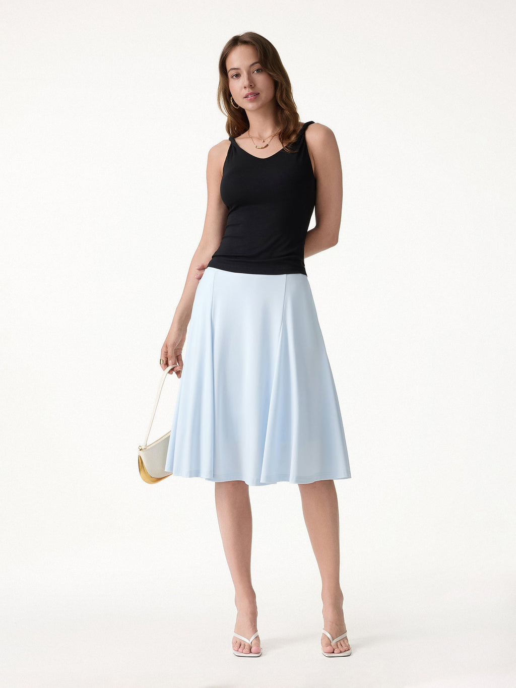 OGLmove Women's CoolTouch Midi Circle Flare Skirt with Pockets