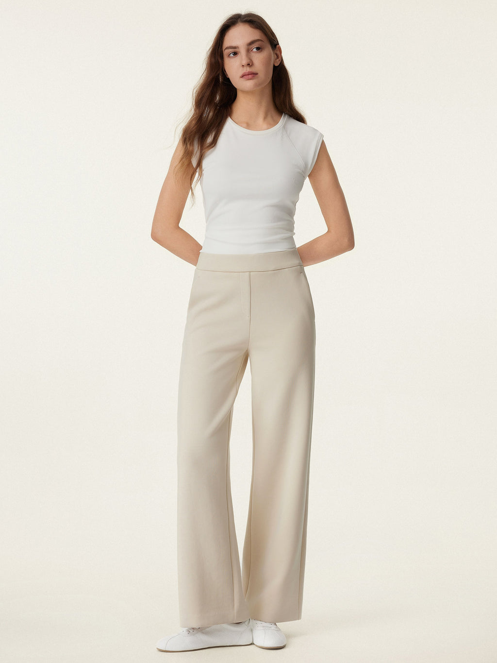 OGLmove Women's Textured Mid Rise Pull-on Straight Pant with Pockets