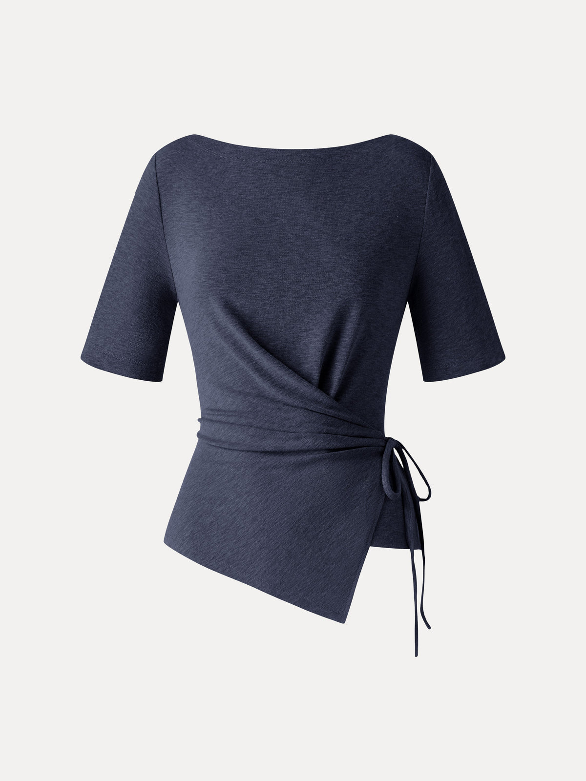 OGLmove Women's Eco-Mousse Slash Neck Short Sleeve Tie-Side Top