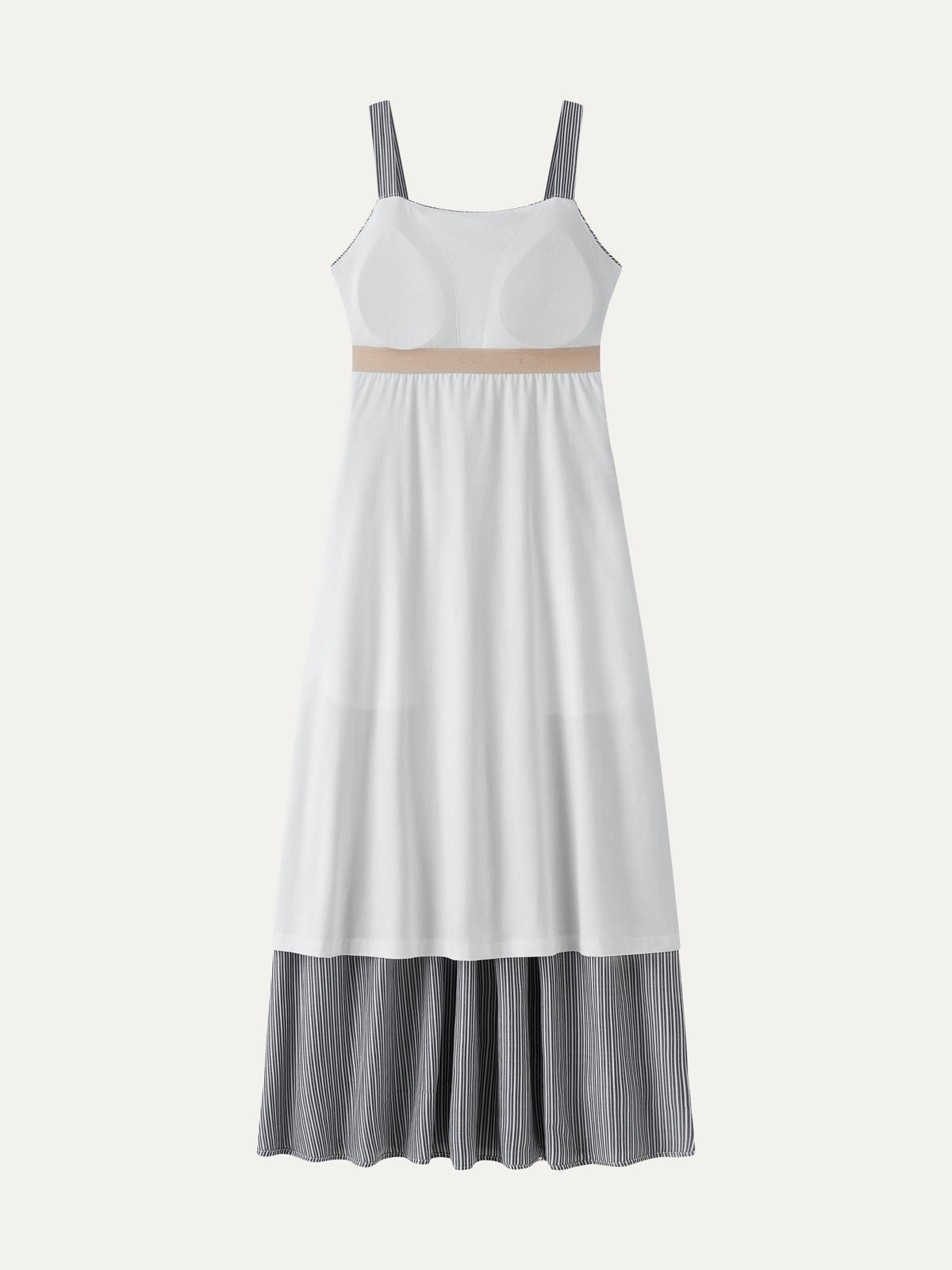 OGLmove Women's Striped Poplin Square Neck Smocked Midi Bra Dress