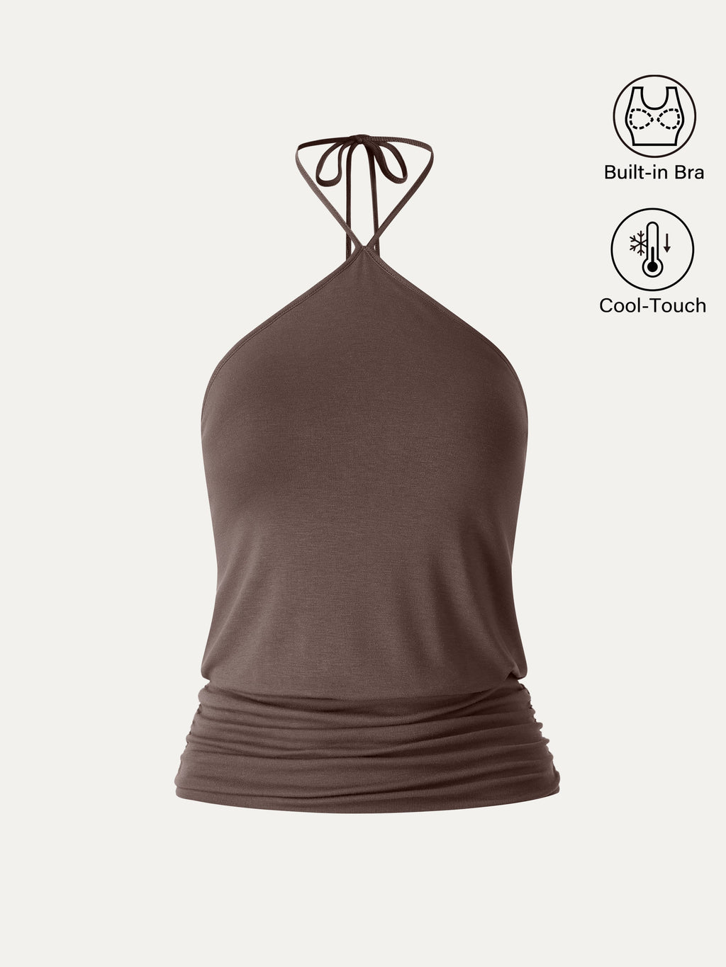 OGLmove Women's CoolTouch Halter Ruched Hem Bra Top