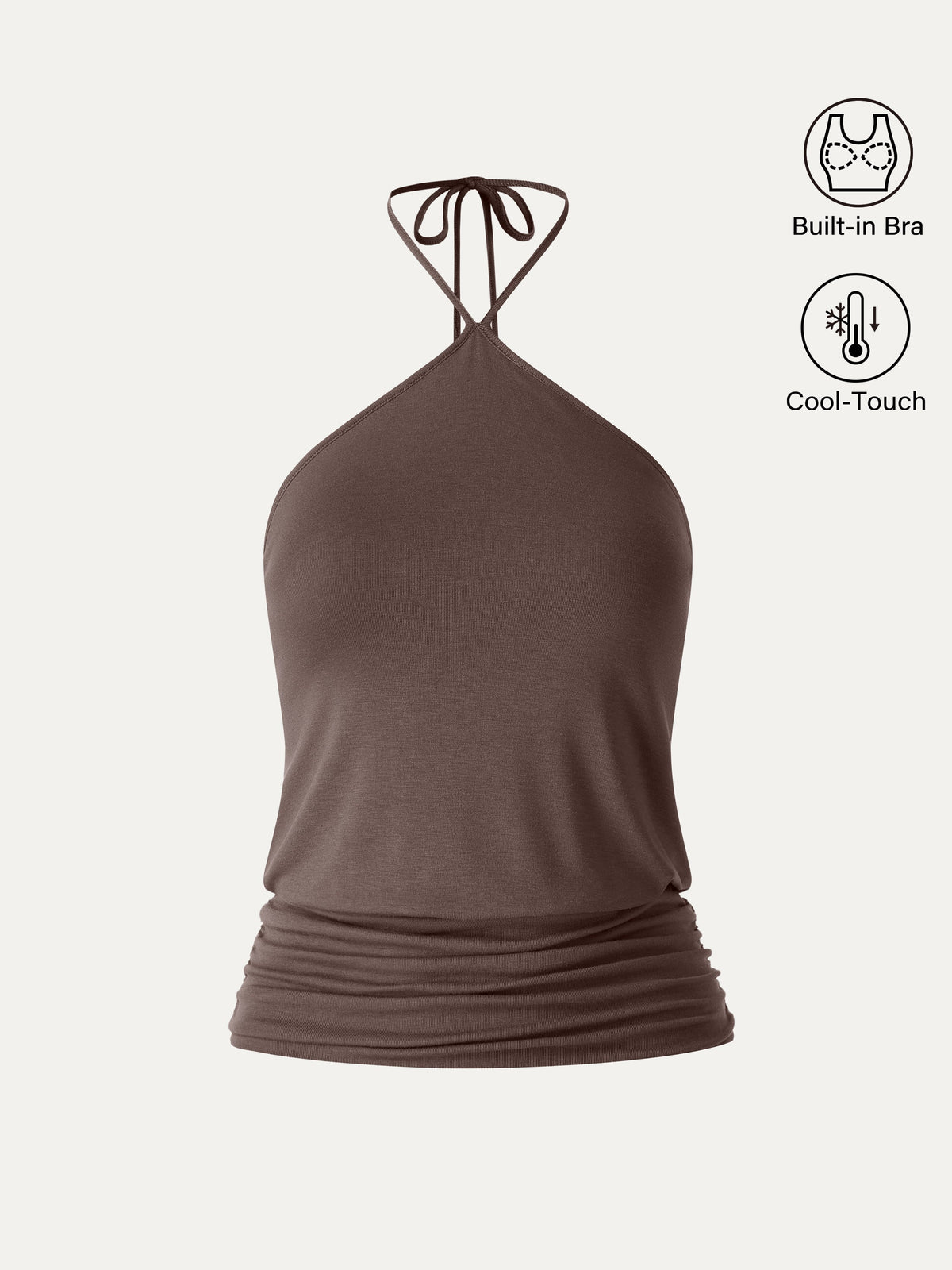 OGLmove Women's CoolTouch Halter Ruched Hem Bra Top