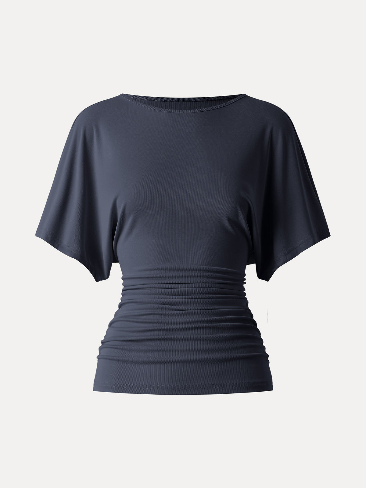 OGLmove Women's Effortless Boatneck Batwing Sleeve Side Ruched Top