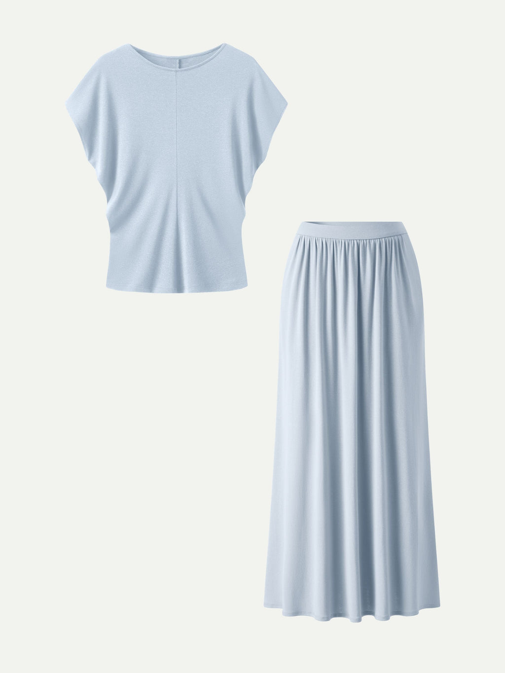 OGLmove Women's Round Neck Top & A-Line Maxi Skirt Set