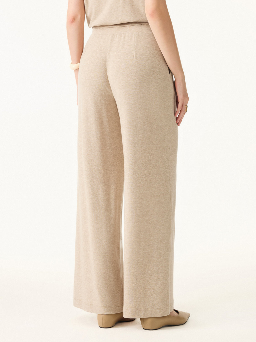 OGLmove Women's Mid Rise Wide Leg Pants & Crewneck Bra Top Set