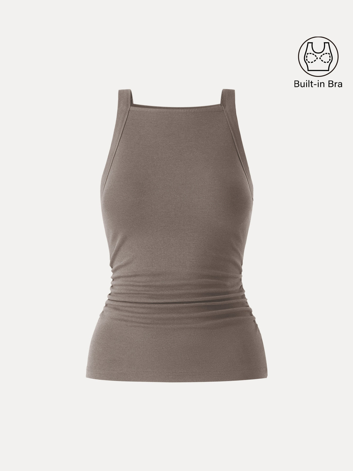 OGLmove Women's Square Neck Ruched Rib Bra Tank