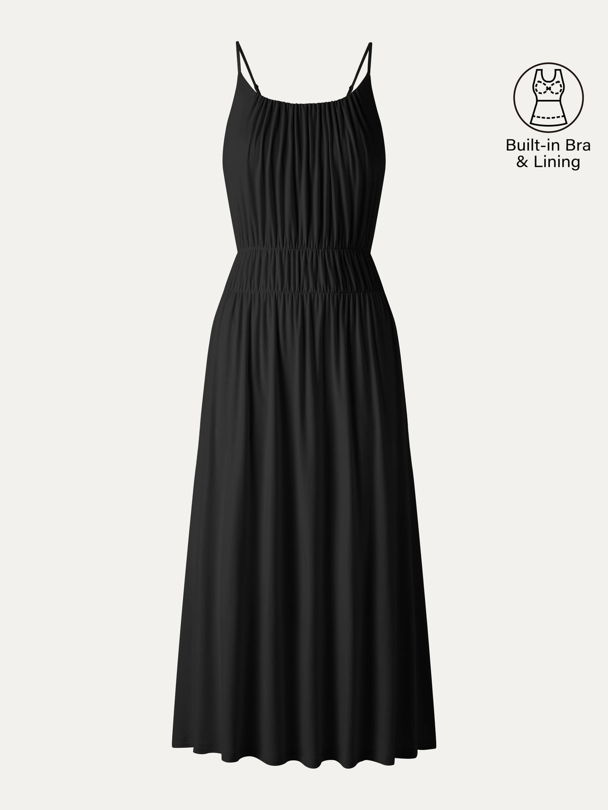 OGLmove Women's Vacay Gathered U-Neck Spaghetti Midi Bra Dress