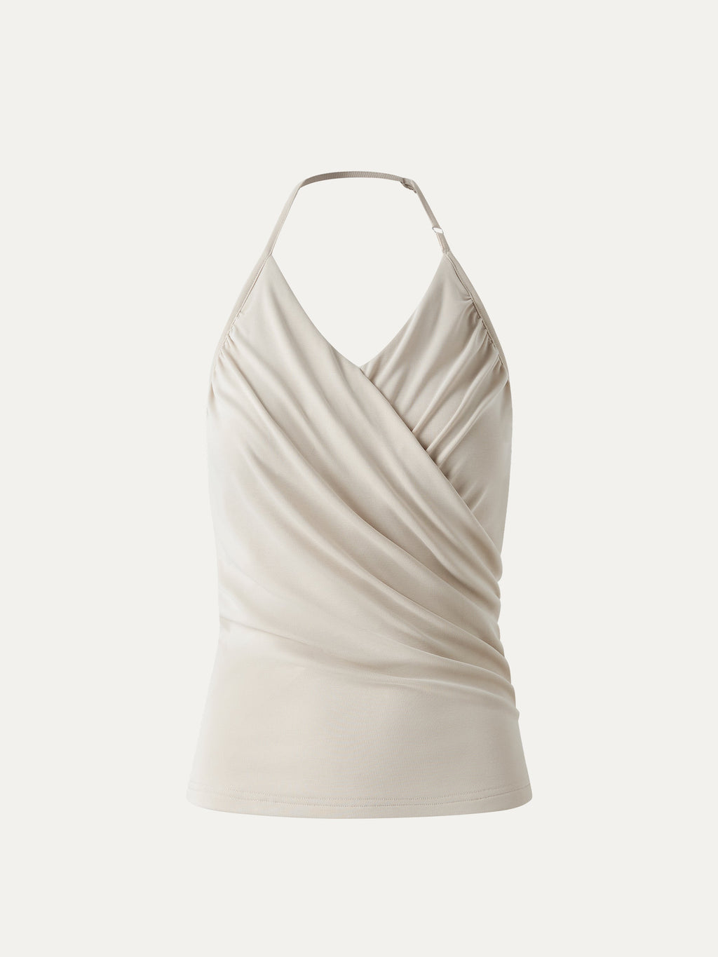 OGLmove Women's Modal Halter Neck Surplice Ruched Bandless Bra Top