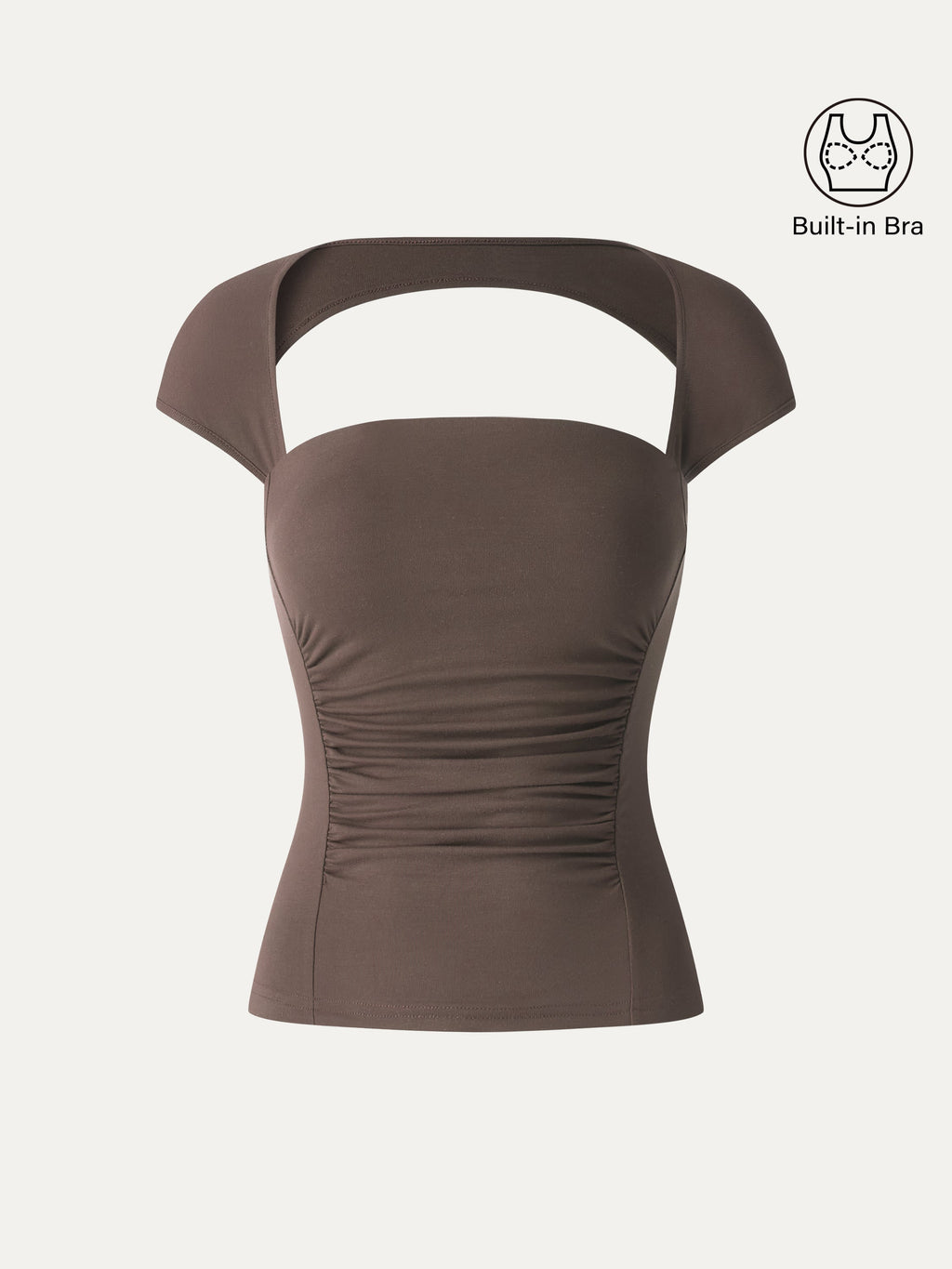 OGLmove Women's Square Neck Cutout Back Ruched Bra Top