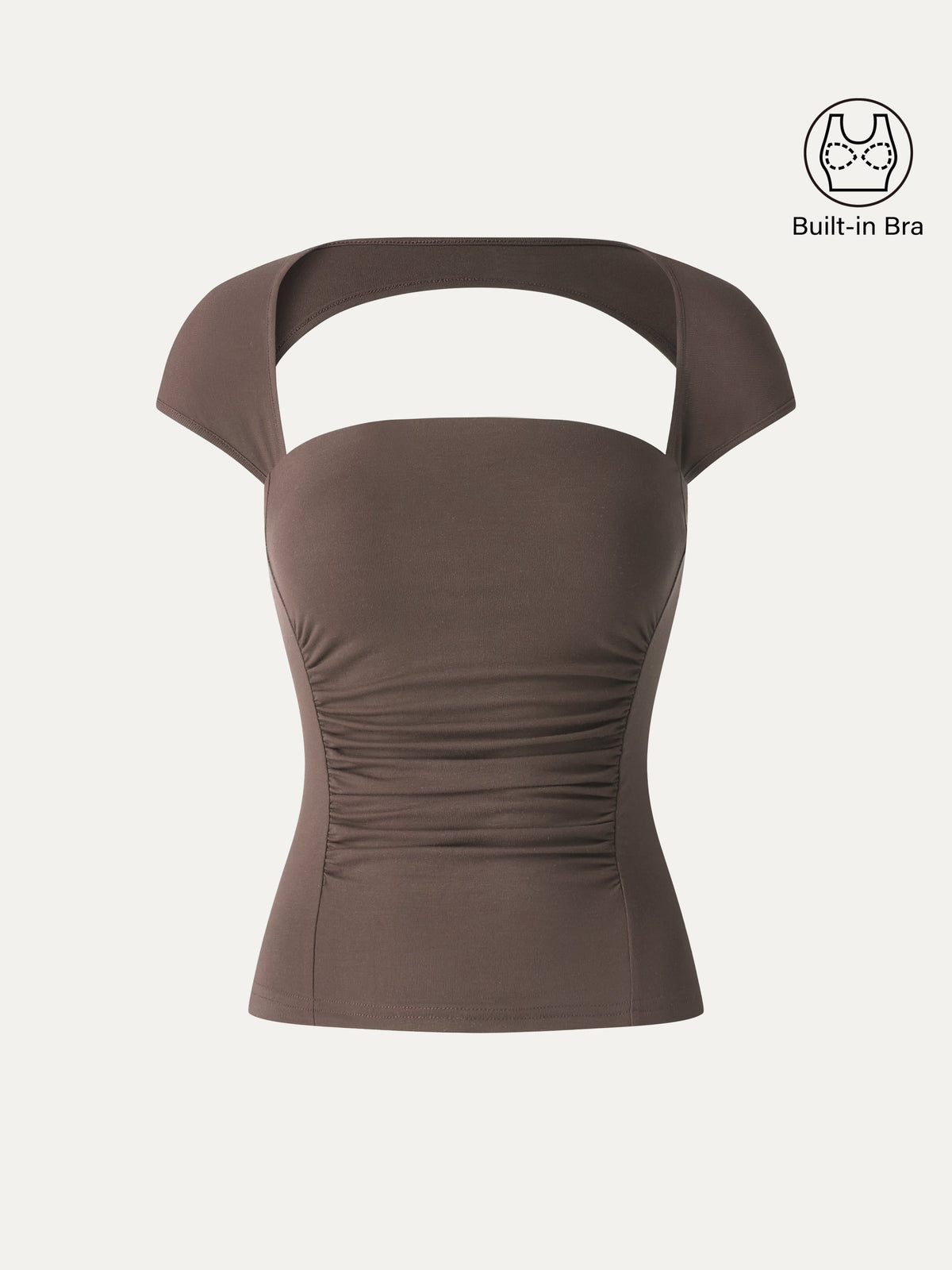 OGLmove Women's Square Neck Cutout Back Ruched Bra Top