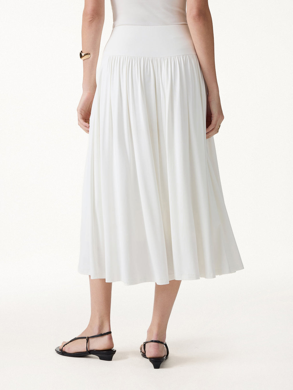 OGLmove Women's Mid Rise Gathered Midi Skirt with Pockets