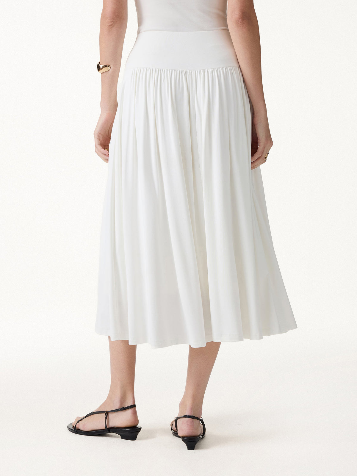 OGLmove Women's Mid Rise Gathered Midi Skirt with Pockets