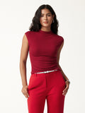 OGLmove Women's Lyocell-Wool Mock Neck Sleeveless Top