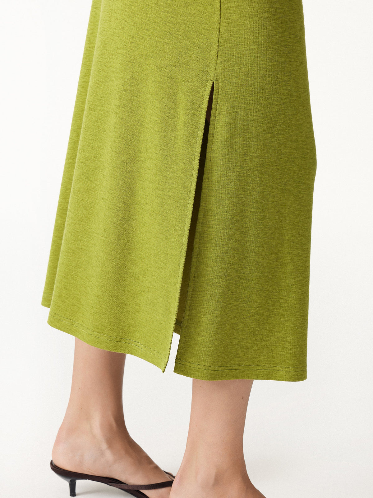 OGLmove Women's Short Sleeve Tie-Side Top & Side-Slit A-Line Midi Skirt Set