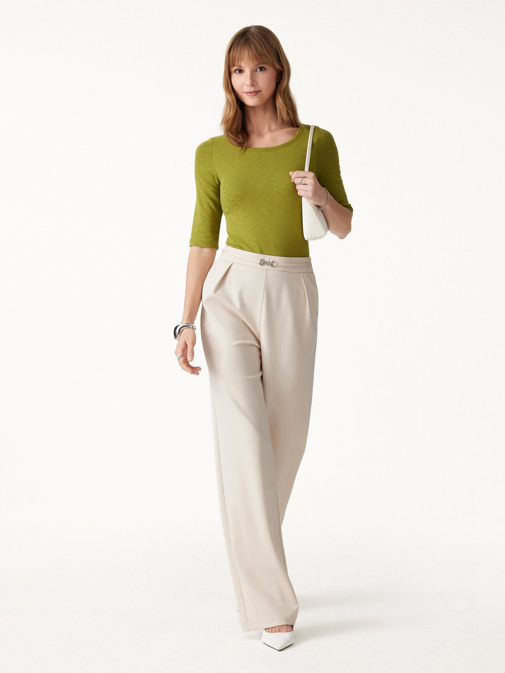 OGLmove Women's Ponte High-Rise Wide-Leg Pants with Pockets
