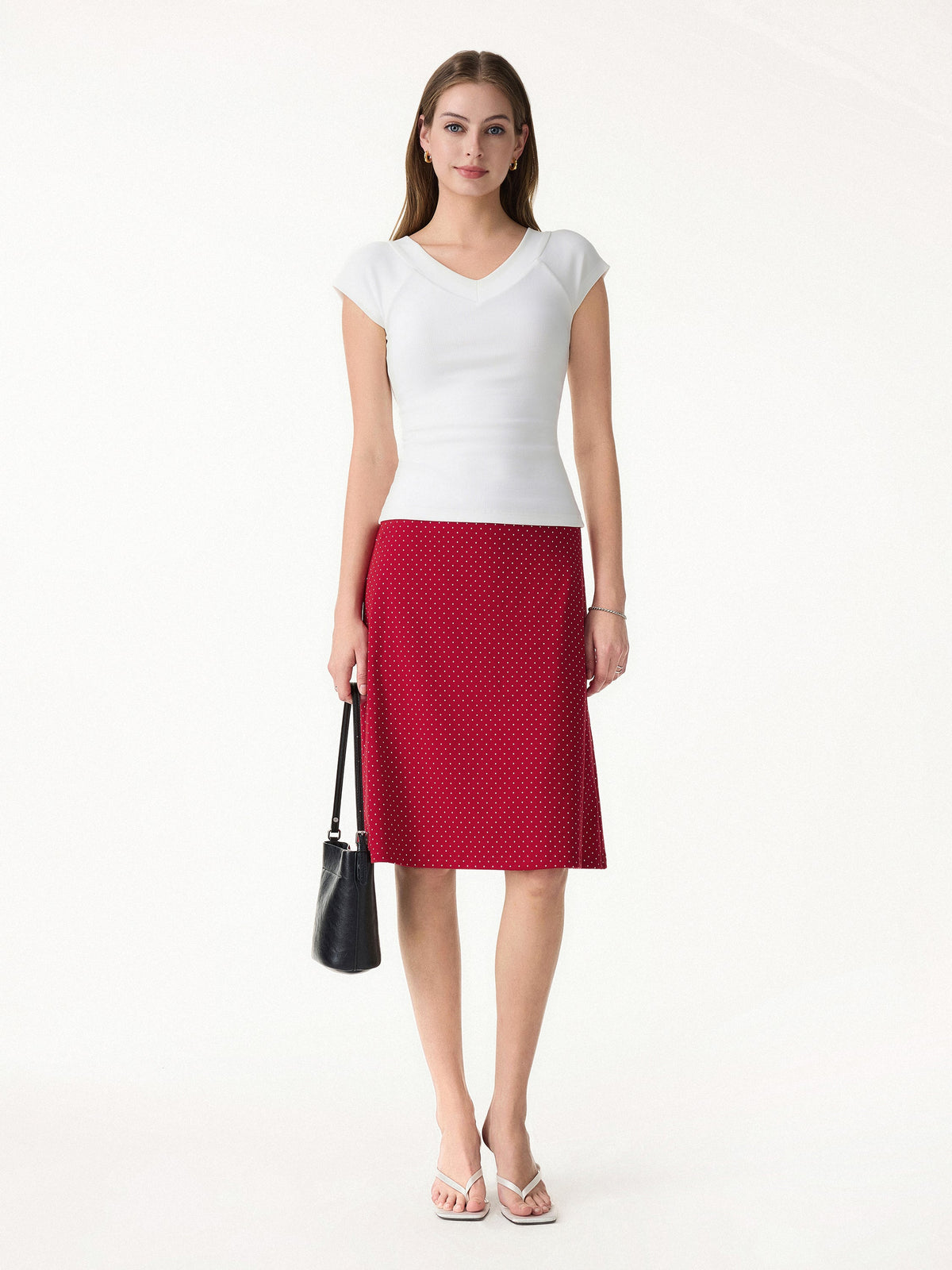 Stretch Cotton A-Line Flare Skirt