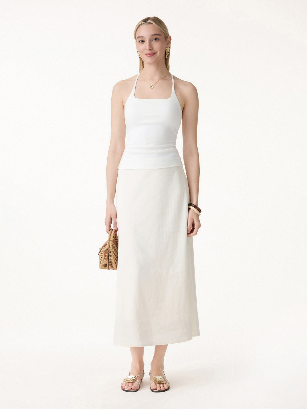 OGLmove Women's Reversible Boatneck Top & Maxi Flared Pull-On Skirt Set