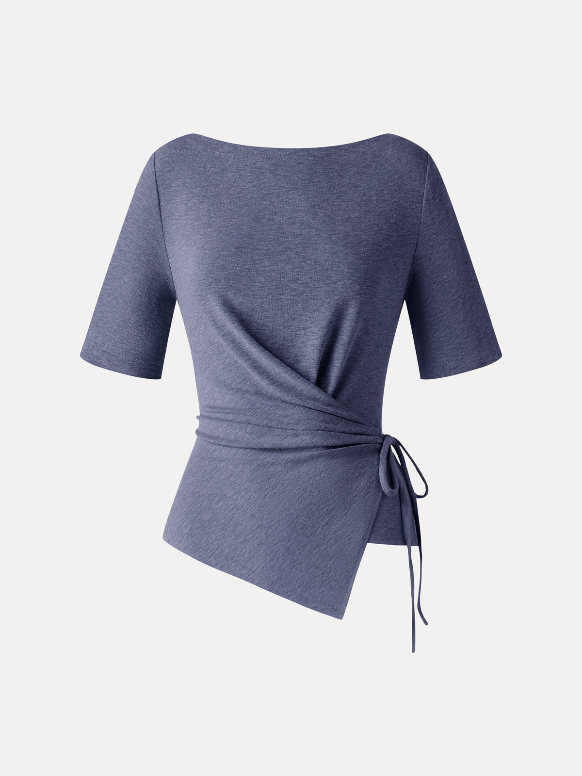 OGLmove Women's Eco-Mousse Slash Neck Short Sleeve Tie-Side Top