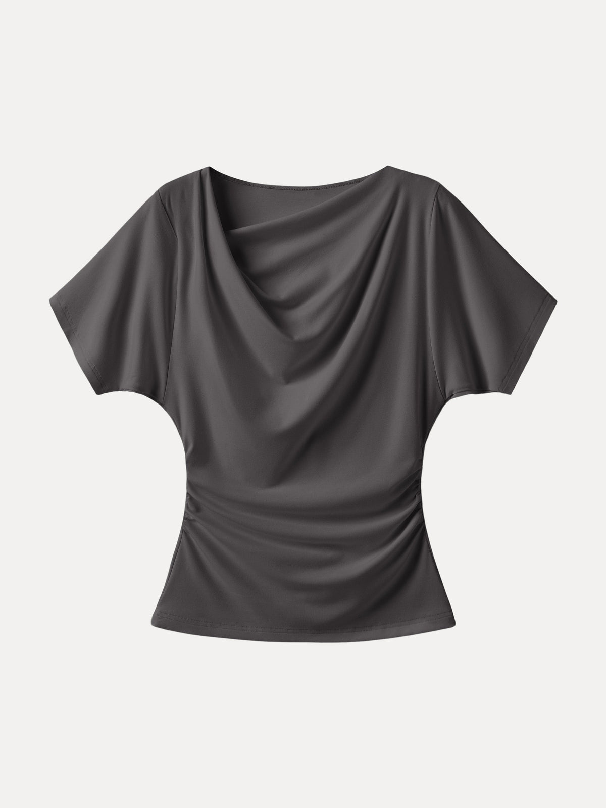 OGLmove Women's Asymmetrical Cowl Neck Ruched Top