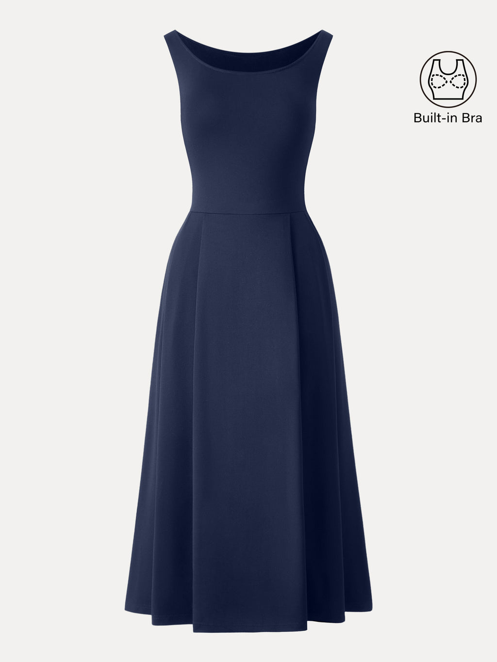 OGLmove Women's Balletic Scoop Neck Midi Bra Dress with Pockets