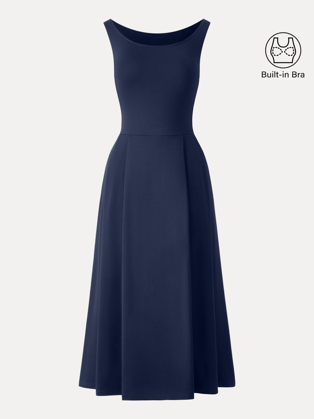 OGLmove Women's Balletic Scoop Neck Midi Bra Dress with Pockets