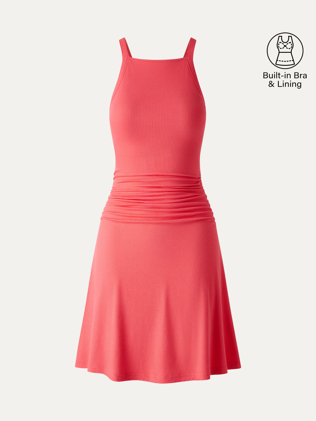 OGLmove Women's CoolTouch Square Neck Sleeveless Mini Bra Dress
