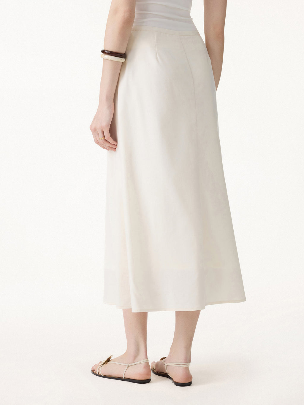 OGLmove Women's Lyocell-Linen Blend High Rise Flared Maxi Pull-On Skirt