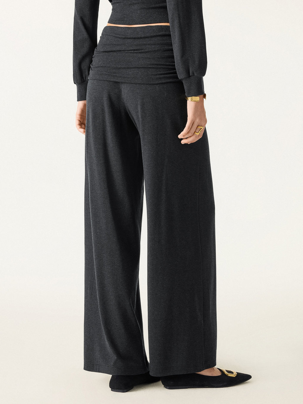 OGLmove Non-Itchy Wool Blend Drapey Wide Leg Pull-on Pants with Pockets