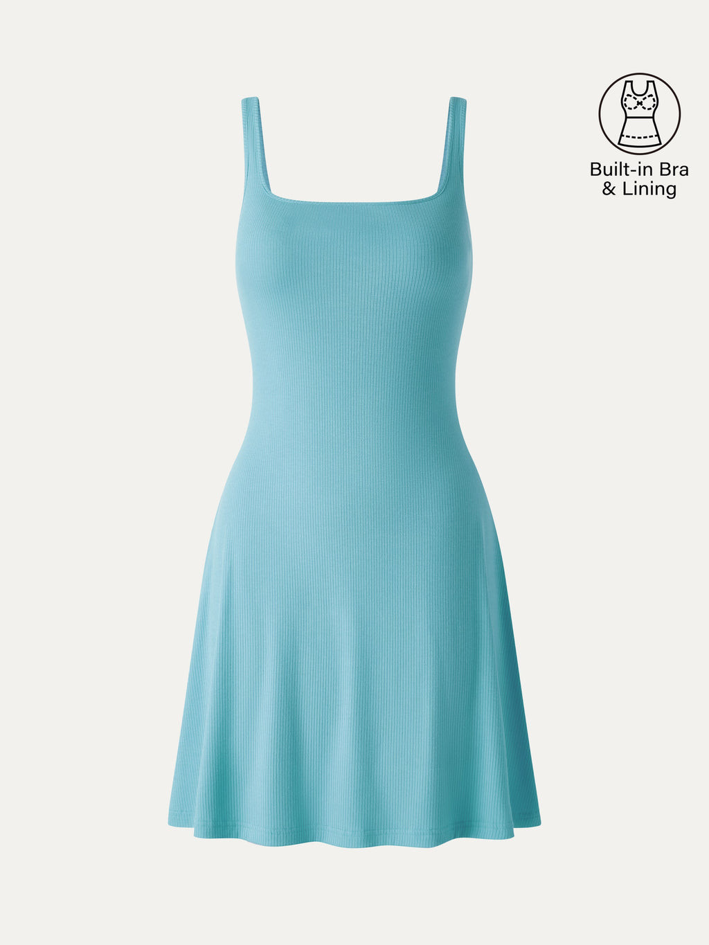 OGLmove Women's CoolTouch Square Neck Sleeveless Bra Mini Dress