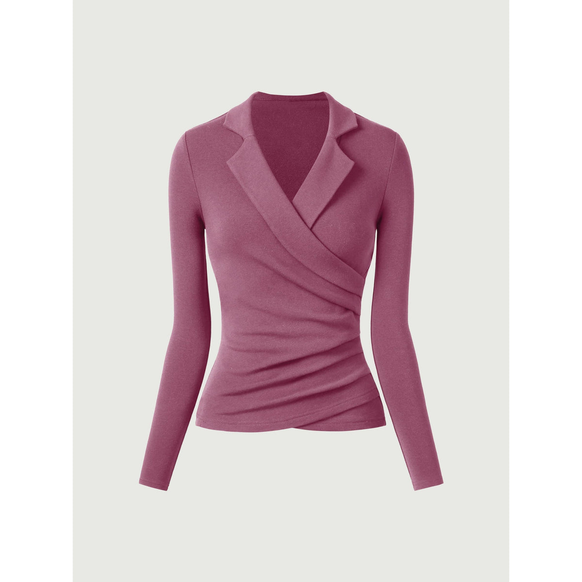 OGLmove Women's Collared Surplice Long Sleeve Top
