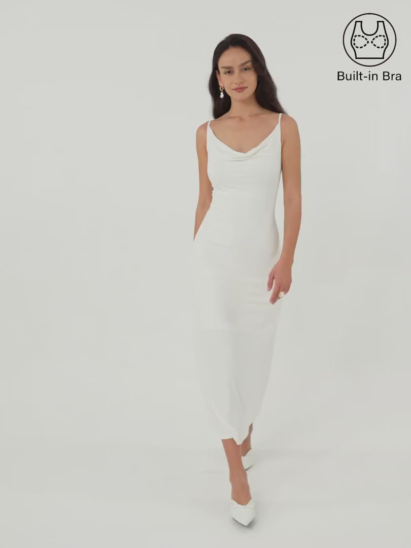 OGLmove Women's Effortless Vacay Cowl Neck Midi Bra Dress