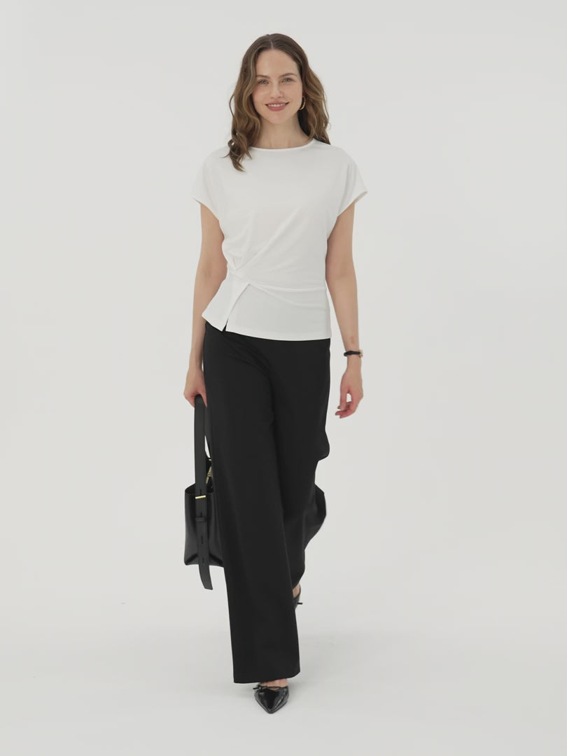 OGLmove Women's Cooling Ponte Relaxed Round Neck Tucked Top
