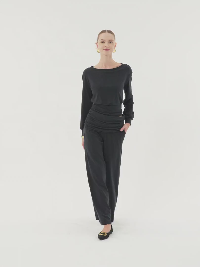 OGLmove Non-Itchy Wool Blend Drapey Wide Leg Pull-on Pants with Pockets