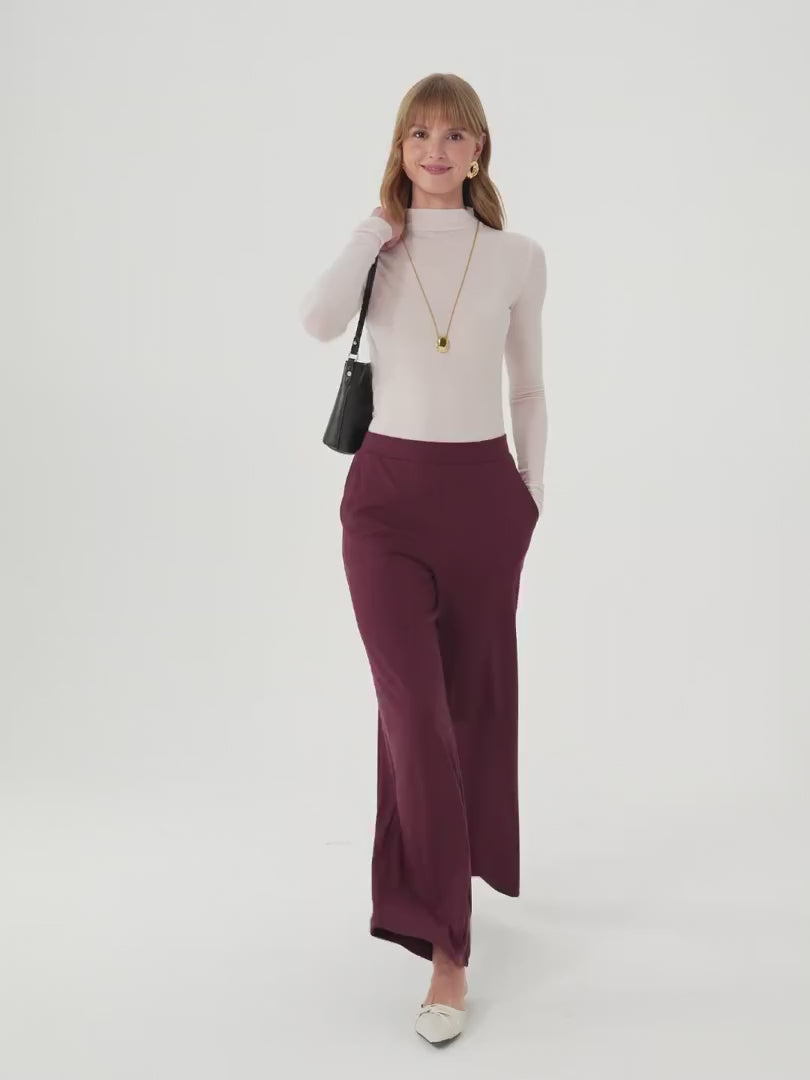 OGLmove Lyocell Wool Mid Rise Wide Leg Pull-on Pants