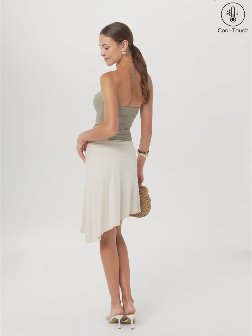 OGLmove Women's CoolTouch Asymmetrical Ruched Knee-Length Skirt