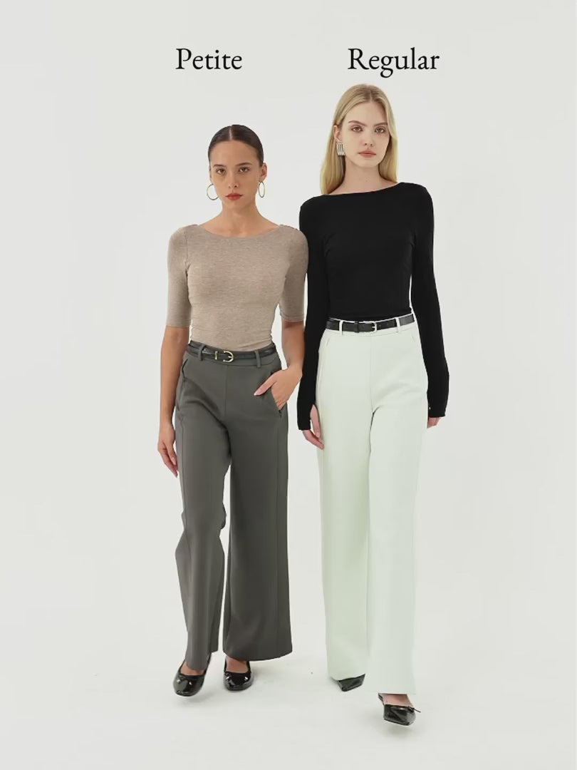 OGLmove Women's Stretch Cotton Blend Slimming High Rise Wide Leg Pant